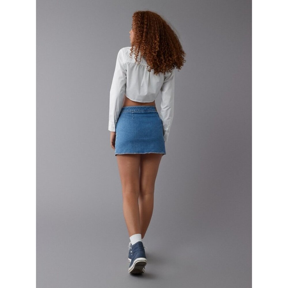 NWT American Eagle Outfitters Womens Size 18 AE Next Level Knit Denim Mini Skort - Picture 4 of 4